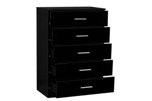 REFLECT 5 Drawer Chest of Drawers in Gloss Black Drawer Fronts and Black Oak Carcass