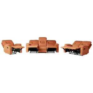 Fabric Manual Recliner Living Room Set Orange BERGEN