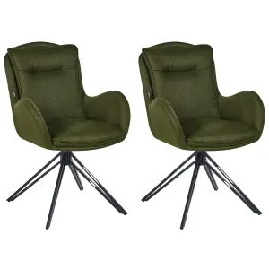 Set of 2 Dining Chairs AVELAR Dark Green