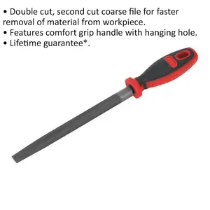 200mm Half-Round Double Cut Engineers File with Comfort Grip Handle