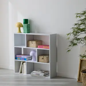 sweeek. 3-shelf bookcase with 6 compartments Pieter White 83x23x80 cm