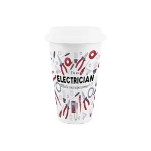 Electrician Ceramic Travel Mug - Humorous Tradesman Novelty Gifts/Presents - Double-Walled Insulated Hot/Cold Drinks Flask Cup