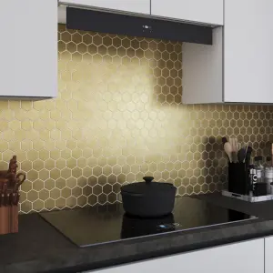 Albena Gold Satin Metal effect Flat Stainless steel Mosaic tile sheet, (L)300mm (W)300mm