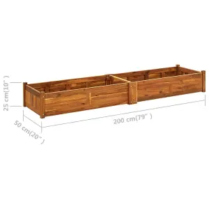 Berkfield Garden Raised Bed Acacia Wood 200x50x25 cm