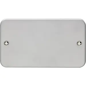 Double HEAVY DUTY METAL CLAD Blanking Plate Round Edged Wall Box Hole Cover