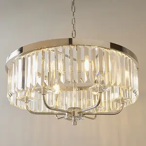 Luminosa Ascoli 6 Light Ceiling Pendant Bright Nickel Plate & Clear Cut Glass