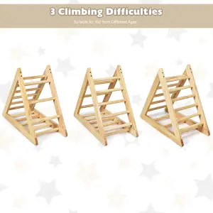 Costway Wooden Climbing Triangle Ladder Triangle Indoor Climber for Toddlers