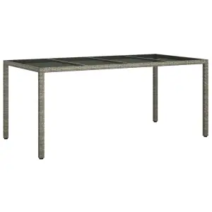 Berkfield Garden Table Grey 190x90x75 cm Tempered Glass and Poly Rattan