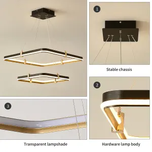 Garwarm Dimmable LED 2- Rectangular Ring Modern  Chandelier