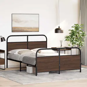 Berkfield Bed Frame Without Mattress 120x190 cm Small Double Brown Oak Engineered Wood