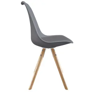 Soho Dark Grey Plastic Dining Chair with Pyramid Light Wood Legs