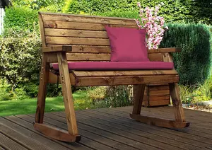 Bench Rocker with Cushions - W120 x D77 x H102 - Fully Assembled - Burgundy