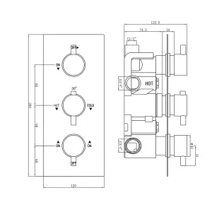 ENKI Venice Chrome Round 3-Outlet Brass Thermostatic Triple Shower Valve TSV076