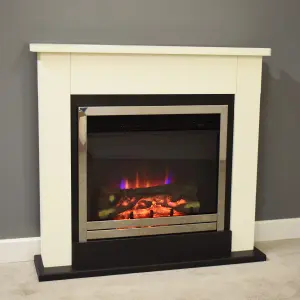 Suncrest Middleton White MDF & stainless steel Freestanding Electric fire suite