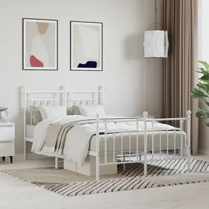 Berkfield Metal Bed Frame with Headboard and Footboard White 120x200 cm