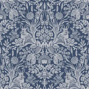 World of Wallpaper Harlen Woodland Wallpaper Navy (50340-BUR)