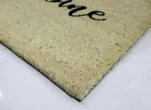 A.Unique Home 15mm Natural Coir Doormat with Printed Pattern 40cm x 80cm - Non-Slip PVC Backed - WELCOME COLOUR MAT