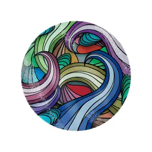 Grindstore Multicoloured Waves Circular Gl Chopping Board Multicoloured (One Size)