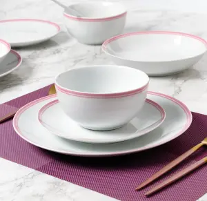 16pc St Ives Stripe Dinner Set - Pink