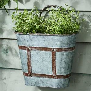 Vintage Style Effect Weathered Effect Galvanised Trough Planter Flower Pot Embossed Dolly Tub Outdoor Garden Planter