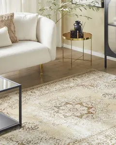 Cotton Area Rug 140 x 200 cm Beige ALMUS