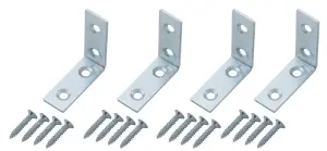 Zinc-plated Mild steel Corner bracket (H)1.5mm (W)41.5mm (L)40mm, Pack of 4