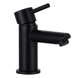 BATHWEST Matte Black Single Lever Faucet Bathroom Sink Taps Brass Solid Basin Mixer Tap with Waste