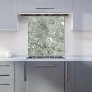 Pale Green Quartz Effect Premium Glass Kitchen Splashback W700mm x H750mm