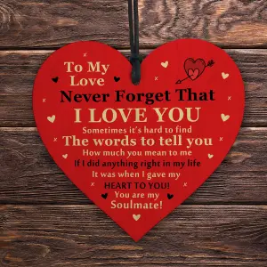 Red Ocean Valentines Gifts For Him Her Wooden Red Heart Soulmate Gift For Girlfriend Boyfriend Husband or Wife