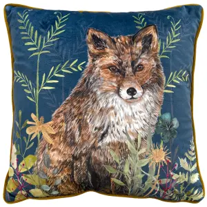 Wylder Willow Fox Digitally Printed Piped Velvet Feather Filled Cushion