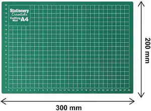 A4 Non-Slip Cutting Board with Surface for Arts & Crafts Easy Guided Line Paper Card Fabric Plastic for Professional Cutting Green