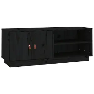 Berkfield TV Cabinet Black 105x34x40 cm Solid Wood Pine