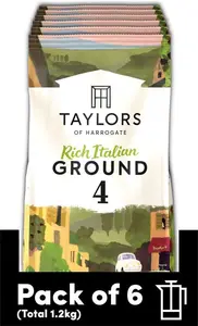 Taylors Of Harrogate Rich Italian Ground Coffee, 200 G (Pack Of 6 - Total 1.2Kg)