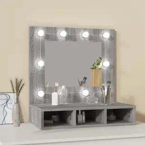 Berkfield Mirror Cabinet with LED Grey Sonoma 60x31.5x62 cm