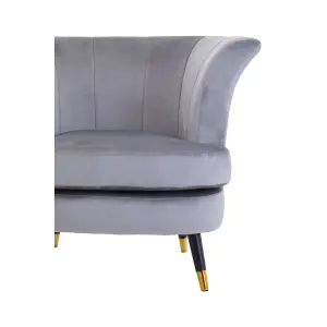 Interiors by Premier Grey Velvet Scalloped Chair, Long-lasting Scallop Chair Velvet, Body Supportive Scalloped Armchair