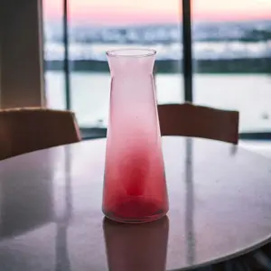 URBNLIVING Height 25cm 1.145L/38.7oz Red Coloured Decanter Glass Wine Water Juice Drinking Carafe Jug