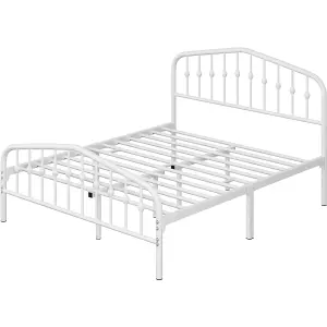 Yaheetech White 5ft King Metal Bed Frame with Arched Headboard and Footboard