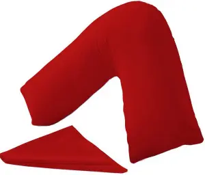 Orthopaedic V-Shaped Pillow Extra Cushioning Support For Head, Neck & Back (Red, V-Pillow With Cover