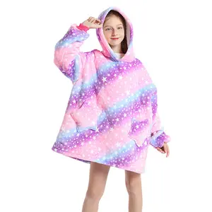 Colourful Purple Oversized Kids Blanket Hoodie