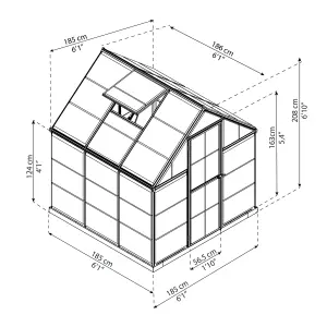 Palram - Canopia Harmony Grey 6X6 Greenhouse with Adjustable vent