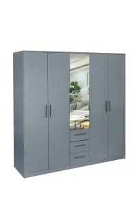 swindon Grey 5 door 3 drawer Wardrobe