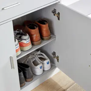 Home Source Novara Grey 2 Door Shoe Storage Cabinet