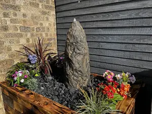 Black Sandstone Monolith 60cm Natural Stone Solar Water Feature