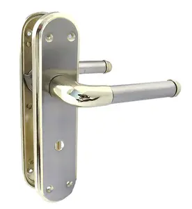 Marina Door Handle Two Tone Bathroom Lock Lever - Brass and Satin by Betley Butterfly