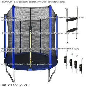 Safe and Fun 1830mm Kids Trampoline with Enclosure Net, Ladder & Anchors for Garden Use