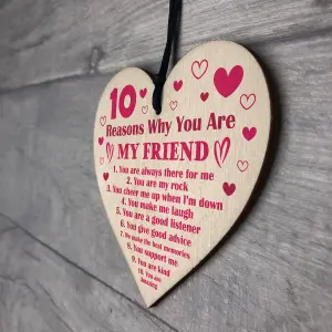 Red Ocean BEST FRIEND GIFT For Birthday Christmas Wood Heart Novelty Friendship Gift Thank You Gift For Him Her Keepsake