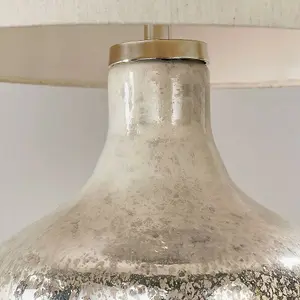 Modern Table Lamp Hammered Pearl Ombre & White Linen Shade Feature Bedside Light