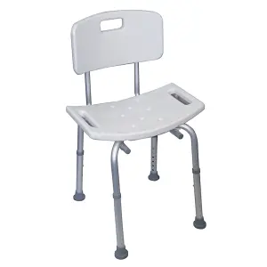 Shower Stool with Integrated Handles and Back - Aluminium Frame - Anti Slip Feet