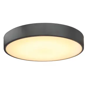 GoodHome Wapta Flush Matt Metal & plastic Black Bathroom LED Ceiling light