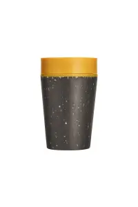 Circular Coffee Cup 8oz Black & Electric Mustard